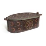A SCANDINAVIAN FOLK ART PAINTED PINE OVAL BOX AND COVER NORWEGIAN, LATE 19TH CENTURY of oval form,