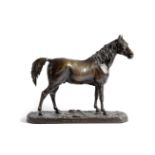 A FRENCH EQUESTRIAN BRONZE MODEL OF 'IBRAHIM' - AN ARAB STALLION BY PIERRE-JULES MENE (1810-1871)