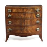 A REGENCY MAHOGANY BOWFRONT CHEST EARLY 19TH CENTURY inlaid with boxwood and ebonised stringing, the