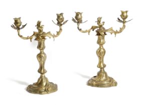 A PAIR OF FRENCH ORMOLU TWIN-LIGHT CANDELABRA IN THE MANNER OF JUSTE-AURELE MEISSONNIER (FRENCH