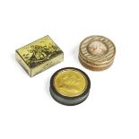 THREE CONTINENTAL BOXES LATE 18TH CENTURY AND LATER including: a two tone gold mounted circular