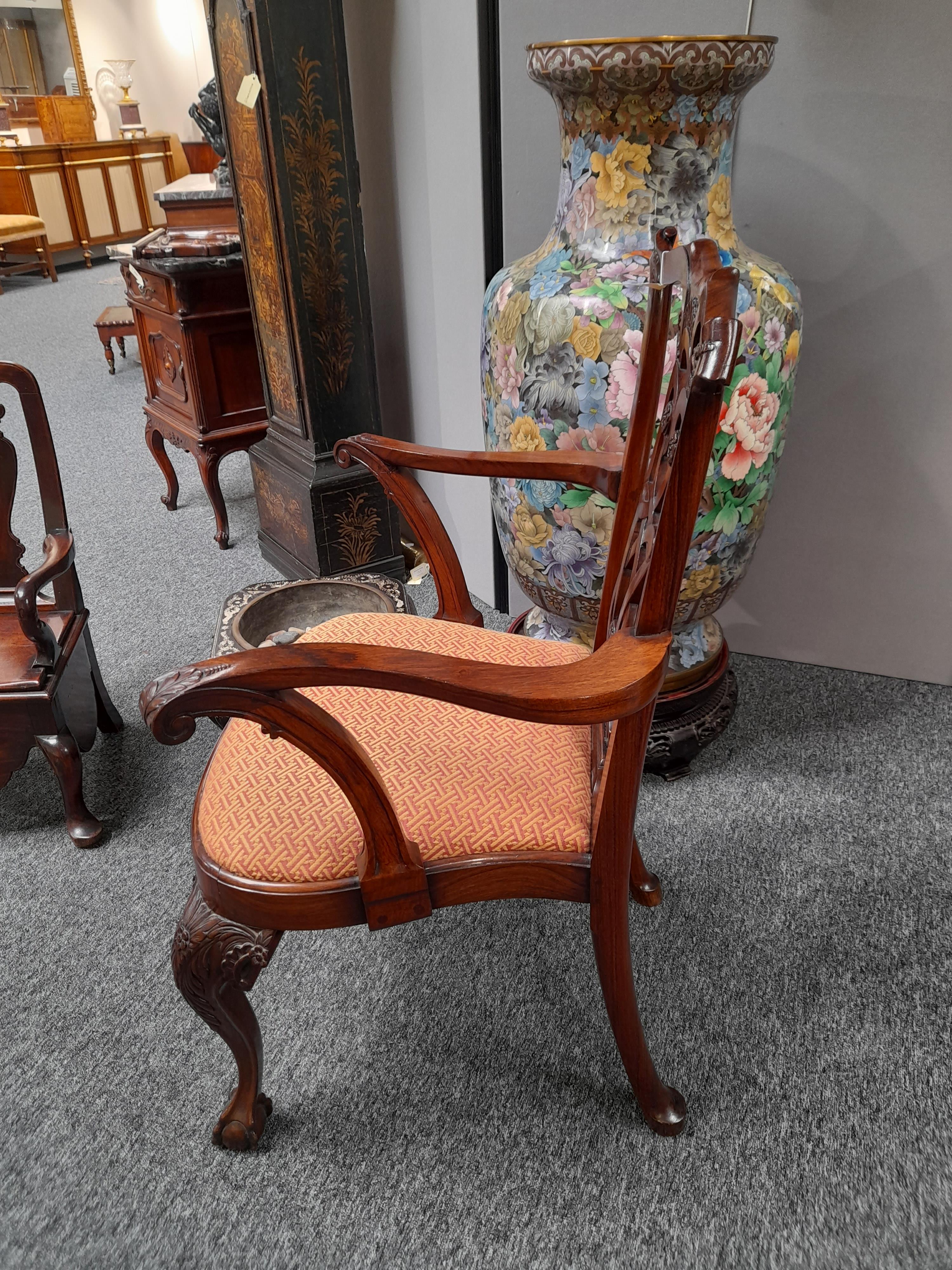 A RARE PAIR OF ANGLO-CHINESE EXPORT PADOUK ARMCHAIRS IN IRISH STYLE, MID-18TH CENTURY each with a - Image 46 of 77