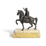 AN ITALIAN BRONZE GRAND TOUR EQUESTRIAN FIGURE OF MARCUS AURELIUS AFTER THE ANTIQUE, EARLY 19TH