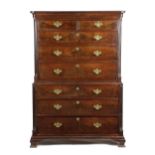 A GEORGE III MAHOGANY CHEST ON CHEST PROABLY NORTH COUNTRY, C.1770 fitted with two short and six