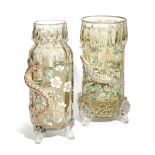TWO BOHEMIAN SMOKED GLASS VASES IN THE MANNER OF MOSER, LATE 19TH / EARLY 20TH CENTURY each