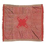 A KASHMIR SHAWL EARLY 20TH CENTURY the brick red field of cruciform design enclosed by wide