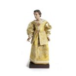 AN ITALIAN NEAPOLITAN CRIB FIGURE 19TH CENTURY of a monk, with a painted head above a wooden body