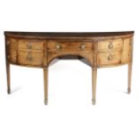 A GEORGE III MAHOGANY DEMI-LUNE SIDEBOARD C.1790-1800 with boxwood stringing and parquetry dog tooth