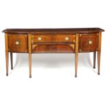 A GEORGE III MAHOGANY AND MARQUETRY BREAKFRONT SIDEBOARD POSSIBLY IRISH, C.1790 with satinwood