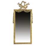 A FRENCH GILTWOOD WALL MIRROR IN LOUIS XVI STYLE 18TH CENTURY ELEMENTS AND LATER the later