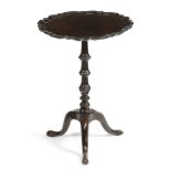 A MAHOGANY TRIPOD OCCASIONAL TABLE MID-18TH CENTURY AND LATER the circular fixed top with a