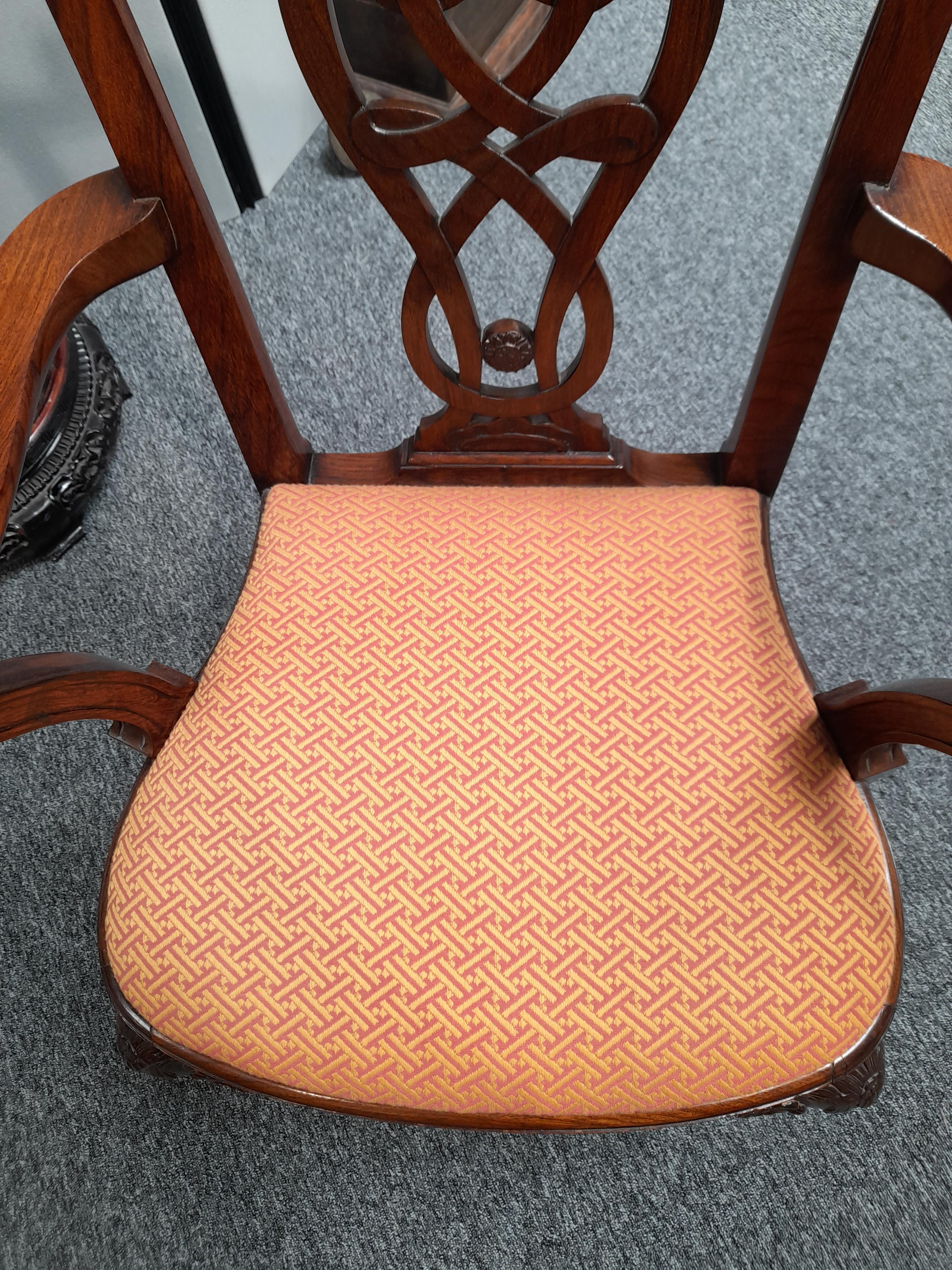 A RARE PAIR OF ANGLO-CHINESE EXPORT PADOUK ARMCHAIRS IN IRISH STYLE, MID-18TH CENTURY each with a - Image 8 of 77