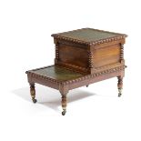 A LATE REGENCY MAHOGANY BEDSTEP EARLY 19TH CENTURY with baton reel and bobbin mouldings, with