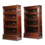 A PAIR OF MAHOGANY BOOKCASES BY GLOBE WERNICKE LATE 19TH CENTURY each with four glazed tiers, with
