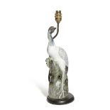 A CHINESE PORCELAIN TABLE LAMP LATE 19TH / EARLY 20TH CENTURY in the form of a crane, mounted on