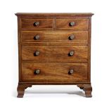 A GEORGE III MAHOGANY MINIATURE CHEST LATE 18TH / EARLY 19TH CENTURY probably an apprentice piece,