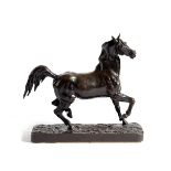 A FRENCH EQUESTRIAN BRONZE MODEL OF A PACING STALLION BY CHRISTOPHE FRATIN (1790-1864) with a mid-