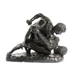 A FRENCH BRONZE GROUP OF THE 'UFFIZI WRESTLERS' AFTER THE ANTIQUE, LATE 19TH CENTURY on a