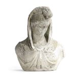 AN ITALIAN MARBLE BUST OF A ROMAN LADY AFTER THE ANTIQUE, PROBABLY LATE 16TH / EARLY 17TH CENTURY