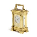 A GEORGE IV GILT BRASS CARRIAGE TIMEPIECE BY GRAYHURST HARVEY & CO, C.1825 the brass chain driven