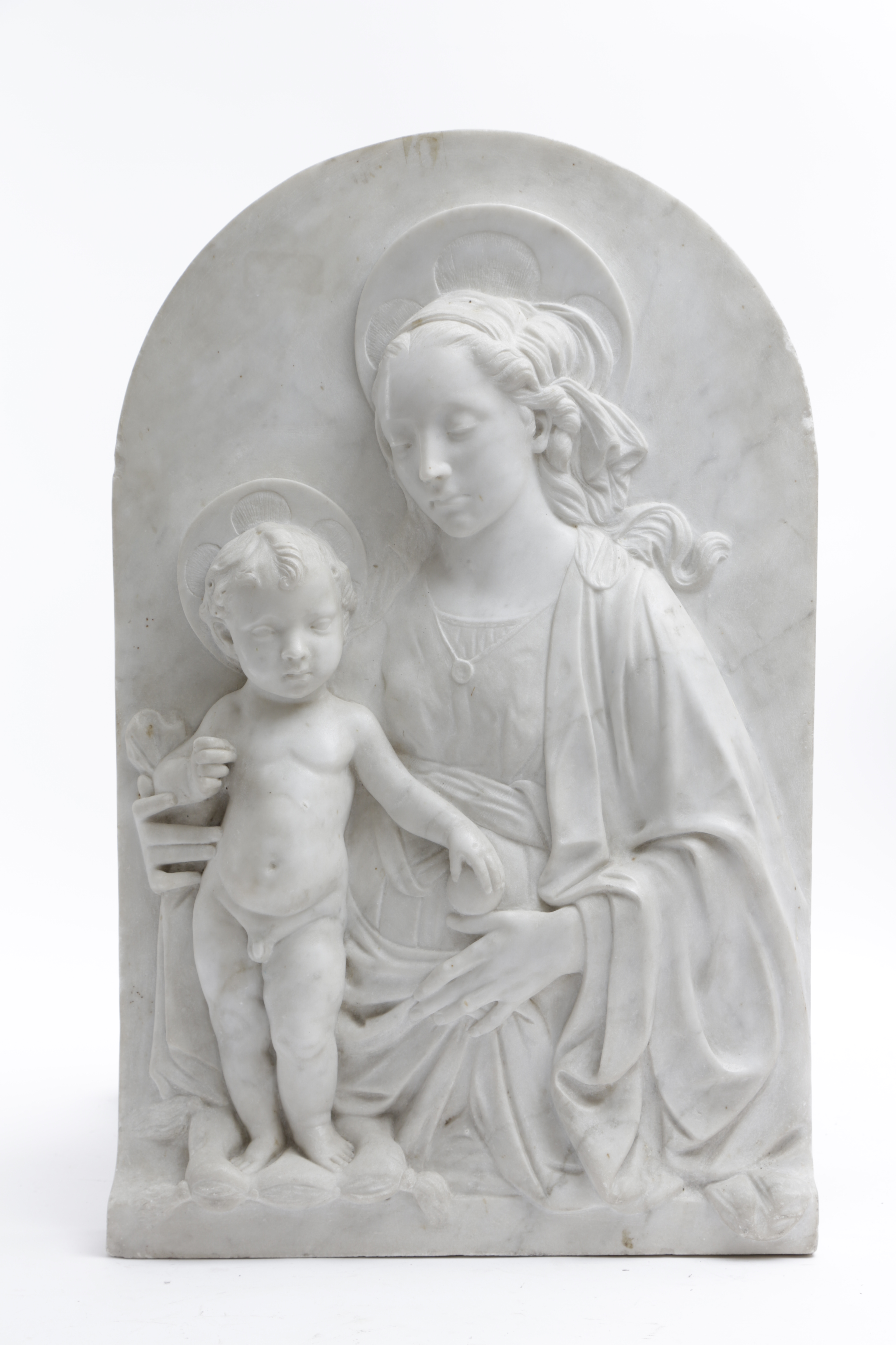 AN ITALIAN MARBLE RELIEF OF THE MADONNA AND CHILD AFTER VERROCCHIO, ATTRIBUTED TO GIOVANNI - Image 3 of 22