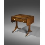 λ AN ANGLO-CHINESE EXPORT PADOUK SOFA GAMES TABLE EARLY 19TH CENTURY inlaid with stringing and