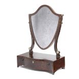 A GEORGE III MAHOGANY DRESSING TABLE MIRROR C.1790-1800 inlaid with stringing, with bone rondels and