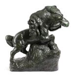 A FRENCH BRONZE GROUP OF A CENTAUR AND A WILD BOAR BY LOUIS DE MONARD (FRENCH 1873-1939) with a