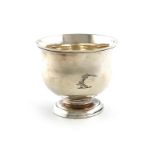 A George II silver tot cup, by Elizabeth Goodwin, London 1729, baluster form, engraved with a crest,