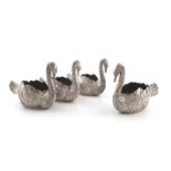 A matched set of four early 20th century German novelty silver swan dishes, by Neresheimer of Hanau,