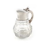 By WMF, a modern electroplated heavy glass lemonade/claret jug, tapering circular faceted glass