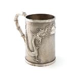 A Chinese silver mug, marked with Chinese characters and Luenwo, Shanghai circa 1900, tapering