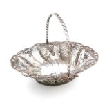 A George III silver swing-handled basket, by Richard Meach, London 1768, oval form, pierced and