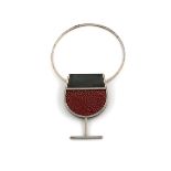 By James Dougall, a modern silver and shagreen wine label London 2012, modelled as a glass of red