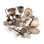 λA mixed lot of silver items, various dates and makers, comprising: a Victorian travelling chalice/