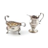 A George III silver cream boat, by Charles Hougham, London 1769, oval form, punch bead border,