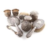 A mixed lot of silver items, various dates and makers, comprising: a pierced ball flannel case, a