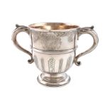 A George II silver two-handled cup, by John White, (mark mistruck), London 1730, circular form,