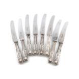 A set of eight modern silver Kings pattern table knives, by F.B, Sheffield 1976, stainless