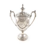 A Victorian silver two-handled cup and cover, by Henry Curry, London 1873, vase form, with