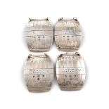 A set of four modern silver wine labels, by A. E. Holder, Sheffield 1991, barrel form, engraved