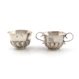 A late 17th / early 18th century silver two-handled tot cup, marks worn, maker's mark possibly PA or