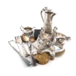 A mixed lot, comprising silver items: a two-handled sugar bowl, Birmingham 1897, circular form,