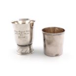 An Art Deco silver beaker, by Wakely and Wheeler, London 1937, tapering circular form, on a raised