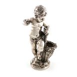 A Swedish silver statue of a putto after August Moreau, by W. A. Bolin, Stockholm, possibly 1917,