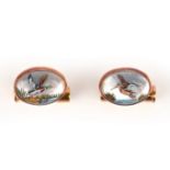 A pair of 18ct gold and rock crystal reverse intaglio cufflinks, Deakin and Francis, each collet-set