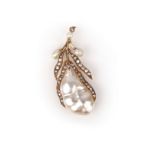 A Victorian natural pearl, blister pearl and diamond pendant, designed as a foliate spray set with