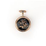 A fine enamel, seed pearl and diamond pocket watch, 19th century, the exterior depicting a vase of