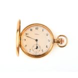 An 18ct gold pocket watch, Waltham, circa 1919, the circular white enamel dial with subsidiary
