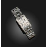 A gentleman's stainless steel and diamond 'Dolce Vita' wristwatch, Longines, the rectangular dial